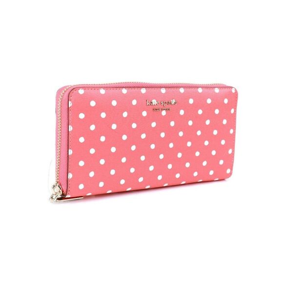 Kate Spade SPENCER DOT Zip Around Continental Wallet PEACH MELBA MULTI - Picture 1 of 11